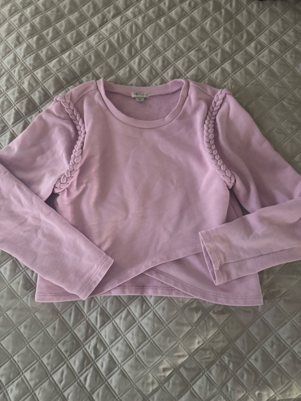 Habitual Lavender Braided-Shoulder Long Sleeve Top